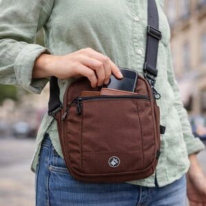 Pacsafe Anti Theft Crossbody Bag Brown RFID Locking Travel Shoulder Bag